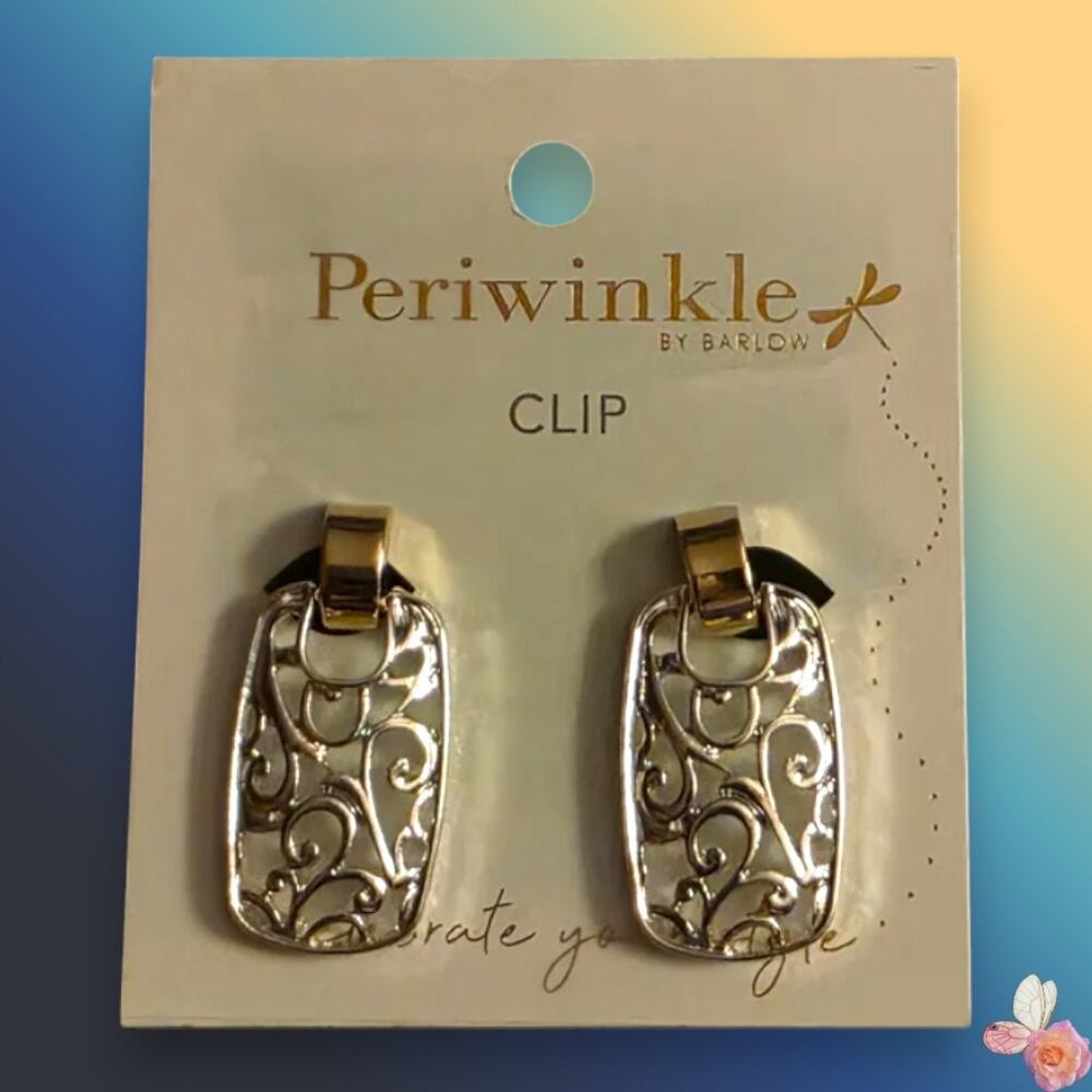Filigree Clip On Earrings Periwinkle by Barlow Silver Tone | Sculpted Swirls 237